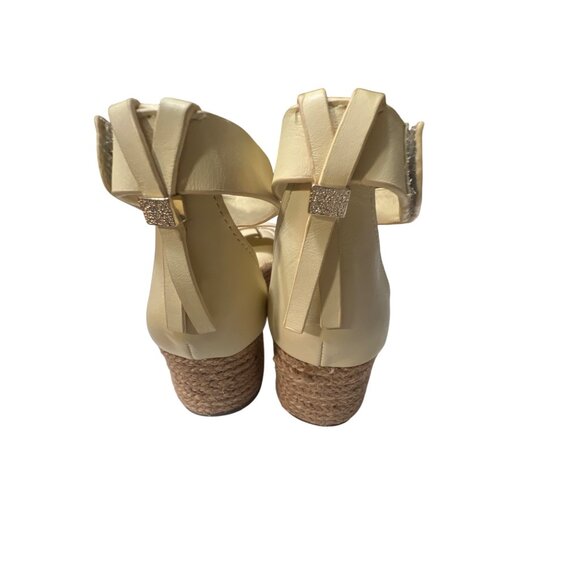 Franco Sarto Womens Beige Wedge Sandals Size 7.5 Espadrille Ankle Strap Platform - Picture 5 of 8